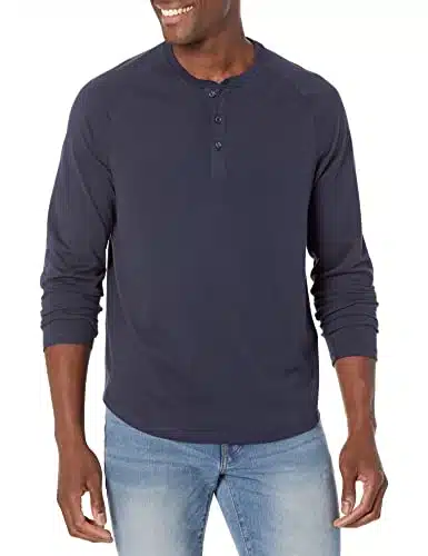 Amazon Essentials Men's Regular Fit Long Sleeve Henley Shirt (Available in Big & Tall), Navy, X Large