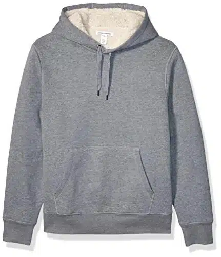 Amazon Essentials Men's Sherpa Lined Pullover Hoodie Sweatshirt, Light Grey Heather, X Large