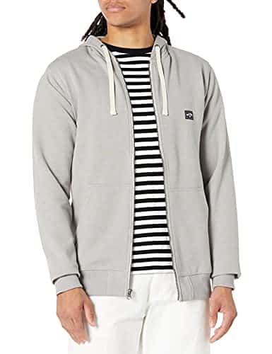 Billabong Men's Classic Premium Full Zip Fleece Sweatshirt Hoodie, Grey, XX Large