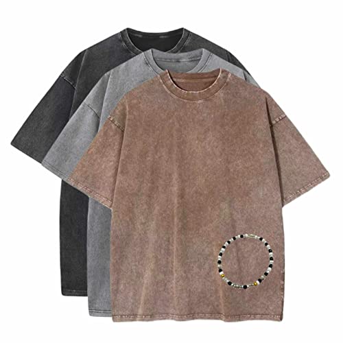 CIATLLLAIT Pcs Men's Oversized Cotton Summer T Shirts   Vintage Tee Loose Fit Short Sleeve Casual Gym Workout Shirts for Men (as, Alpha, x_l, Regular, Regular, Multicolor)