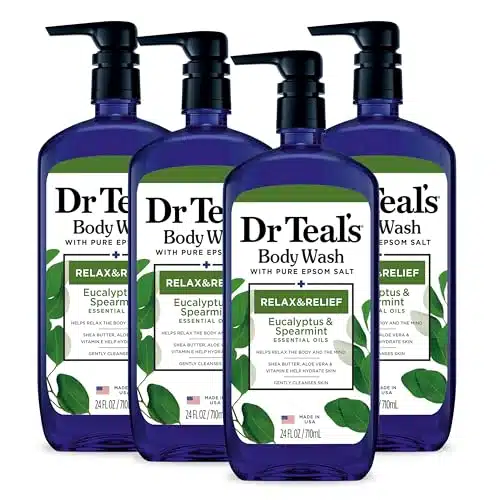 Dr Teal's Body Wash with Pure Epsom Salt, Relax & Relief with Eucalyptus & Spearmint, fl oz (Pack of ) (Packaging May Vary)