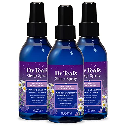 Dr Teal's Sleep Spray, Sleep Blend with Melatonin, Lavender & Chamomile Essential Oils, fl oz (Pack of ) (Packaging May Vary)