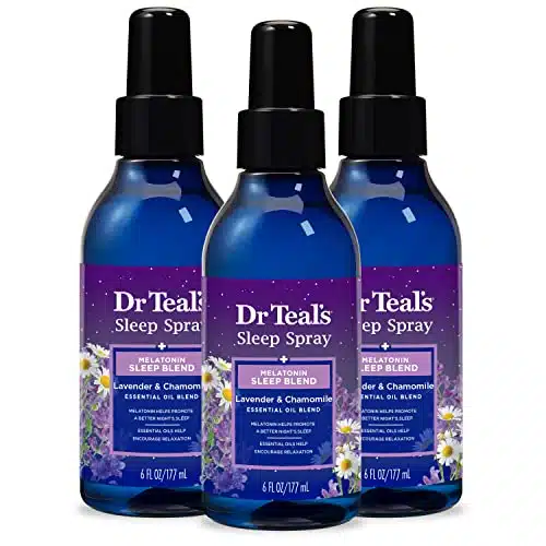 Dr Teal's Sleep Spray, Sleep Blend with Melatonin, Lavender & Chamomile Essential Oils, fl oz (Pack of ) (Packaging May Vary)