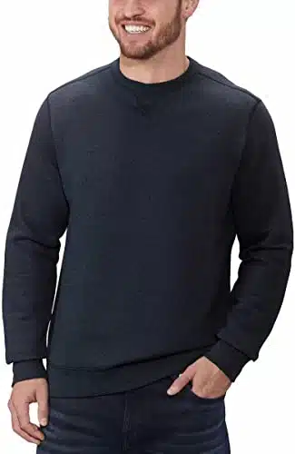 G.H. Bass & Co. Mens Mid weight Sueded Fleece Crew Sweatshirt (Navy Blazer Heather, Medium)