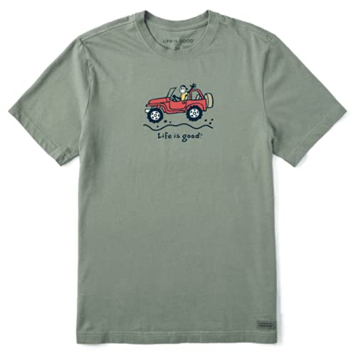 LIFE IS GOOD Men's Crusher Crew Neck T Shirt (Off Road Jake Moss Green, XX Large)