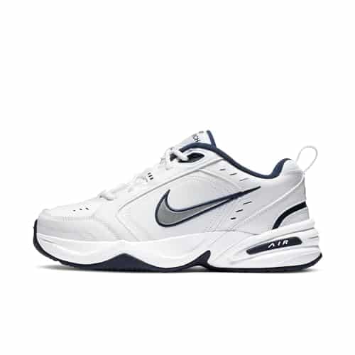 Nike Men's Air Monarch IV Cross Trainer, WhiteMetallic SilverMidnight Navy, Regular US