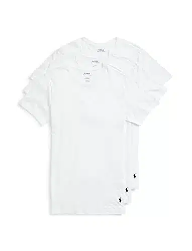 POLO Ralph Lauren Mens Slim Fit Cotton Crew Tee Undershirt, White, Medium US