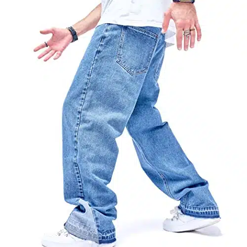 WEIBUMAOYI Men's Straight Fit Denim Jeans Dark Blue