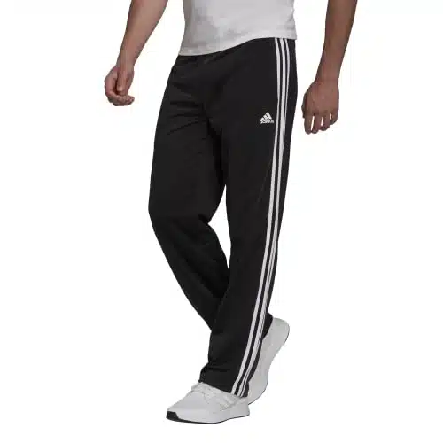 adidas Men's Essentials Warm up Open Hem stripes Tracksuit Bottoms, BlackWhite, LargeInseam