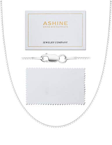 ASHINE Sterling Silver Necklace for Women (mm Box Chain Lobster Clasp Inches)
