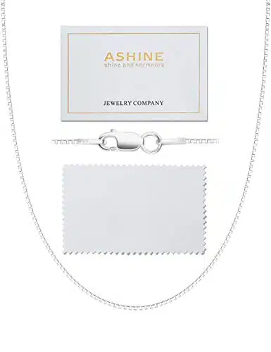 ASHINE Sterling Silver Necklace for Women (mm Box Chain Lobster Clasp Inches)