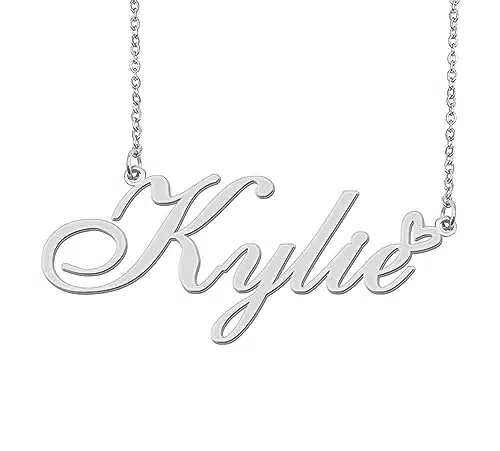 Aoloshow Stainless Steel Kylie Heart Name Necklace Charm Pendant Jewelry for Mom Best Friends