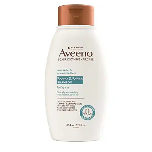 Aveeno Rose Water & Chamomile Blend Sulfate Free Shampoo with Colloidal Oat for Dry & Sensitive Scalp, Gentle Cleansing Shampoo for Fine, Fragile Hair, Paraben & Dye Free, Fl Oz