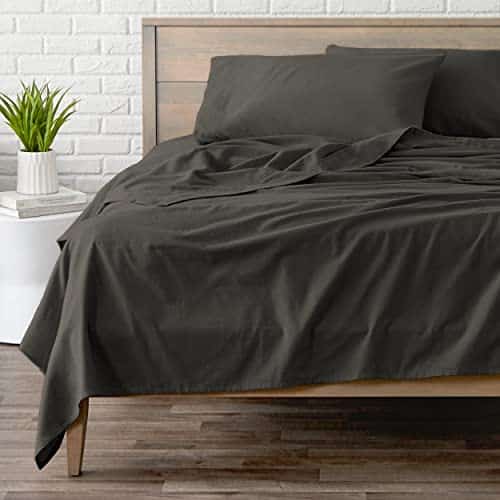Bare Home Flannel Sheet Set % Cotton, Velvety Soft Heavyweight Double Brushed Flannel Deep Pocket (Queen, Grey)