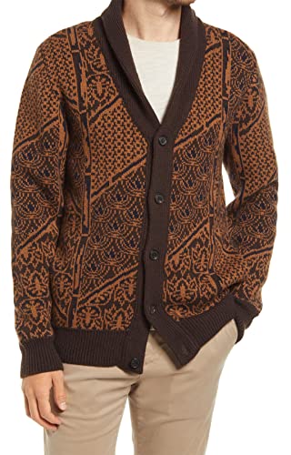 Billy Reid Men's Wallpaper Jacquard Cardigan, Navy, XX Large