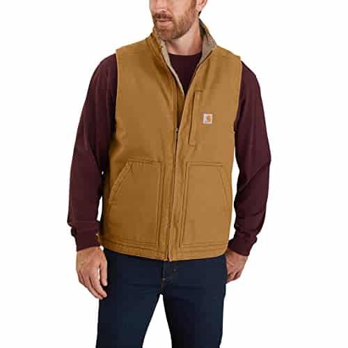 Carhartt Men's Sherpa Lined Mock Neck Vest, Carhartt Brown, Large