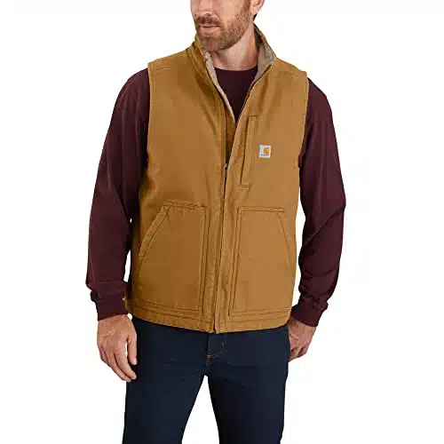 Carhartt Men's Sherpa Lined Mock Neck Vest, Carhartt Brown, Large
