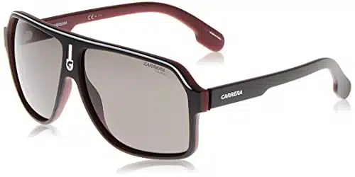 Carrera S Rectangular Sunglasses, Matte Black RedPolarized Gray, mm, mm