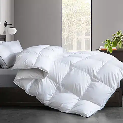 Cosybay Feather Comforter Filled with Feather & Down Queen Size   All Season White Duvet Insert  Luxurious Hotel Bedding Comforters with % Cotton Cover   Queen x Inch