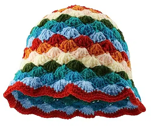 Crochet Bucket Hat Women Trendy Knit Floral Floppy Cap Cute Boho Flower Handmade Beanies Fashion Outdoor Boho Cloche Travel