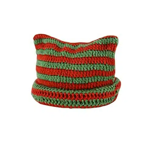 Crochet Hats for Women Cat Beanie Vintage Beanies Women Fox Hat Grunge Accessories Slouchy Beanies for Women (Red,One Size)