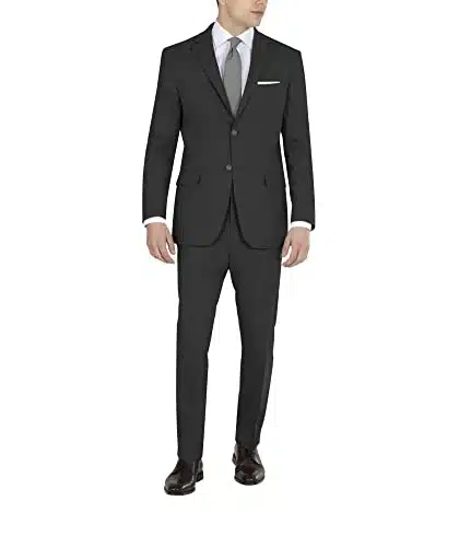 DKNY Men's Modern Fit High Performance Separates Suit Pants, Black Solid,  x L