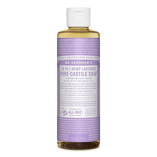 Dr. Bronner's   Pure Castile Liquid Soap (Lavender, ounce)   Made with Organic Oils, in Uses Face, Body, Hair, Laundry, Pets and Dishes, Concentrated, Vegan, Non GMO