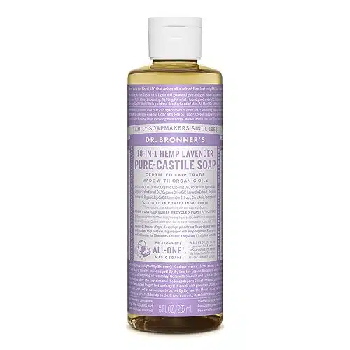 Dr. Bronner's   Pure Castile Liquid Soap (Lavender, ounce)   Made with Organic Oils, in Uses Face, Body, Hair, Laundry, Pets and Dishes, Concentrated, Vegan, Non GMO