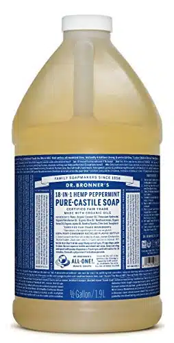 Dr. Bronnerâs   Pure Castile Liquid Soap (Peppermint, ounce)   Made with Organic Oils, in Uses Face, Body, Hair, Laundry, Pets and Dishes, Concentrated, Vegan, Non GMO