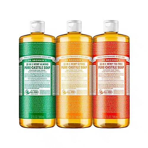 Dr. Bronner's   Pure Castile Liquid Soap (oz Variety Pack) Almond, Citrus, & Tea Tree   Made with Organic Oils, in Uses Face, Body, Hair, Laundry, Pets and Dishes  Count