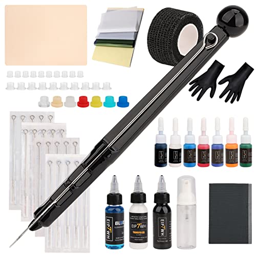 Eiptwh Poke and Stick Tattoo Kit Tattoo Pen set Tattoo Needles Color Tattoo Ink for Beginners