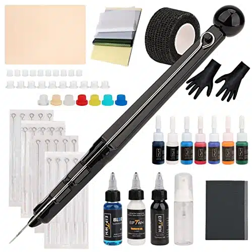 Eiptwh Poke and Stick Tattoo Kit Tattoo Pen set Tattoo Needles Color Tattoo Ink for Beginners
