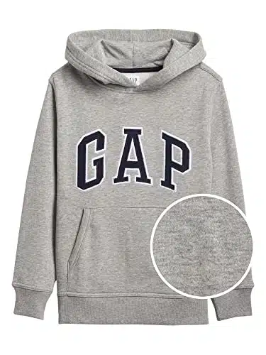 GAP boys Logo Hoodie Sweatshirt, Light Heather Grey B, Medium US