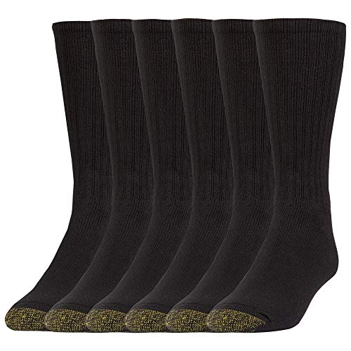 GOLDTOE Men's Harrington Crew Socks, Multipairs, Black (Pairs), Large