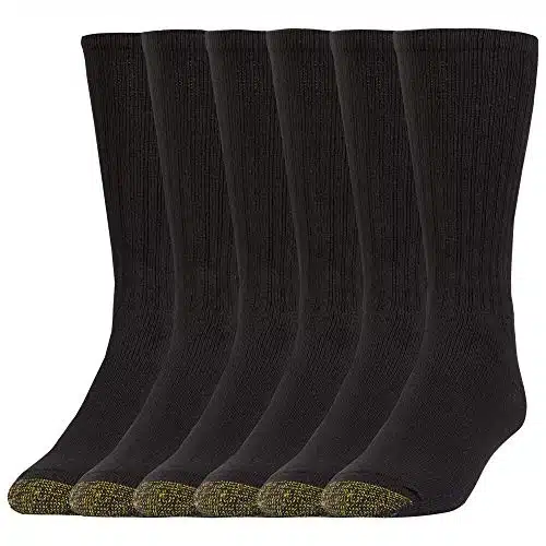 GOLDTOE Men's Harrington Crew Socks, Multipairs, Black (Pairs), Large