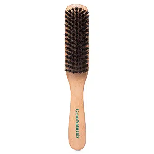 GranNaturals Boar Bristle Slick Back Hair Brush   SoftMedium Smoothing Hairbrush to Style, Polish, & Lay Hair Down Flat to Create a Sleek Frizz Free Hairstyle for Women and Men   Wooden Handle