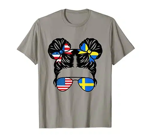 Half American Half Swedish Girl USA Sweden Flag Patriot T Shirt