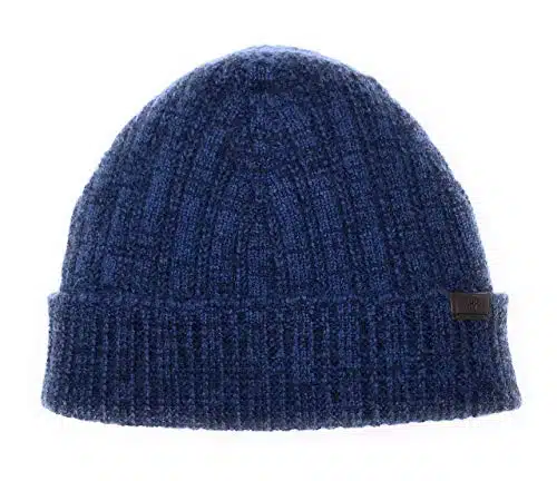 Hickey Freeman % Italian Cashmere Hat for Men â Ultra Soft Menâs Knit Luxury Beanie, Navy and Denim Blue Mix Color