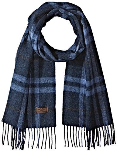 Hickey Freeman Patterned % Italian Cashmere Scarf for Men â Ultra Soft Menâs Winter Scarves, Inches x Inches, Blue Plaid