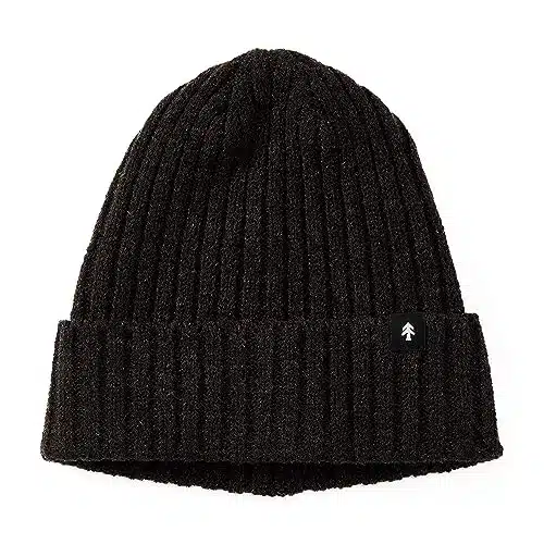 Huckberry Winter Beanie, Roll Up Cuff, Blended Knit, Fits Men & Women, Charcoal, One Size