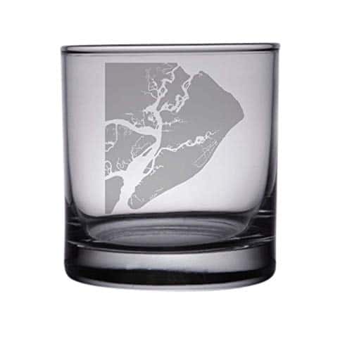 HullSpeed Designs Hilton Head Map Engraved Rocks Glasses Set of