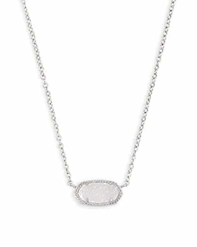 Kendra Scott Elisa Pendant Necklace for Women, Fashion Jewelry, Rhodium Plated, Iridescent Drusy