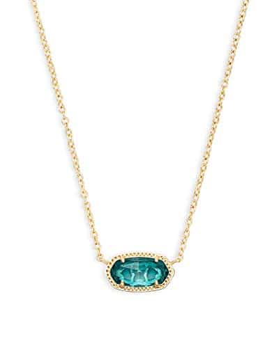 Kendra Scott Elisa Short Pendant Necklace for Women, Dainty Fashion Jewelry, K Gold Plated Brass, London Blue Clear Glass