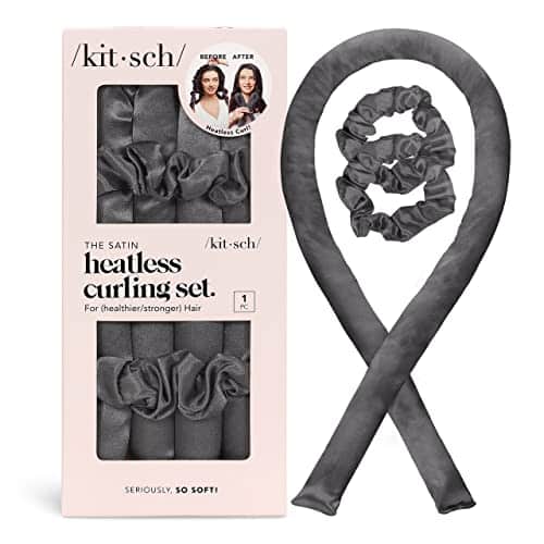 Kitsch Satin Heatless Curling Set   Hair Rollers for Heatless Curls  Heatless Hair Curlers  Holiday Gift  Hair Curlers to Sleep in  Heatless Curling Rod Headband  Heatless Curler   Charcoal