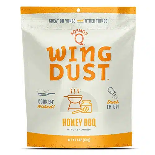 Kosmos Q Honey BBQ Wing Dust   Oz Bag for Wings, Popcorn & More   Dry BBQ Rub with Savory & Smoky Traditional Honey BBQ Flavor (Honey BBQ)