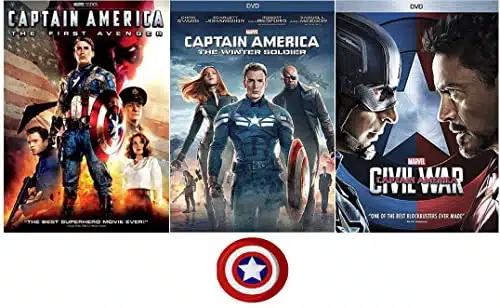Marvel's Captain America One Two Three Complete DVD Movie Set Includes Captain America Decal