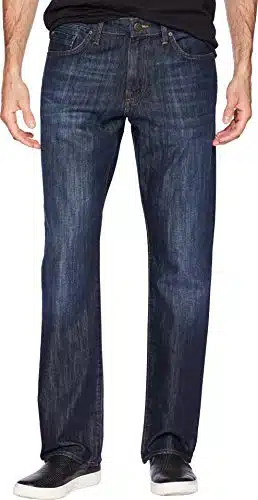 Mavi Matt Classic Men's Straight Leg Jeans, Mid Rise Relaxed Fit Jeans for Men, Dark Stanford, Dark Wash Blue Jeans,  x L