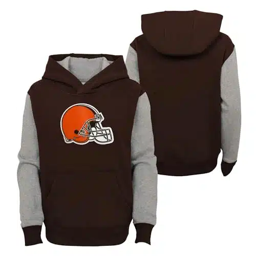 NFL Kids Youth Heritage Team Color Primary Logo Pullover Raglan Hoodie (, Cleveland Browns)