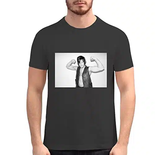 Norman Reedus   Men's Soft Graphic T Shirt PDI #PIDP, Black, X Large