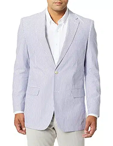 Palm Beach Men's Brock Seersucker Suit Separate Jacket, NavyWhite, Regular